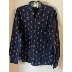 Toad&Co Mattock II Slim Fit Shirt Mens Medium Navy Blue Organic Cotton Chevron